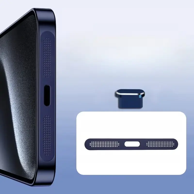 Phone Charging Port Dust Plug + Speaker Dust Sticker for iPhone 17 Pro Max/17 Pro, Blue Dustproof Set, Essential Accessory