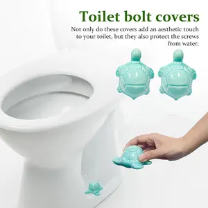 2 Pcs Toilet Bolt Caps, Ceramic Toilet Bolt Covers DecorativeCute Animals Home Bathroom Decor for Easy installationAvoid Rusting
