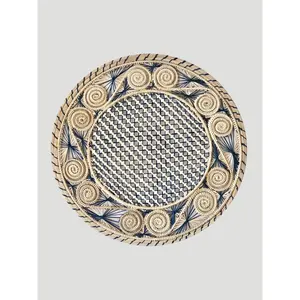 Blue Palm Woven Round 13.7" Placemat