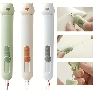 2PCS 3in 1 Automatic Needle Threaders Seam, 3pcs Quilting Supplies Sewing Kit, Automatic Needle Threader with Needle Slot Fit for Hand Sewing Crafting Knitting, Sewing Tools