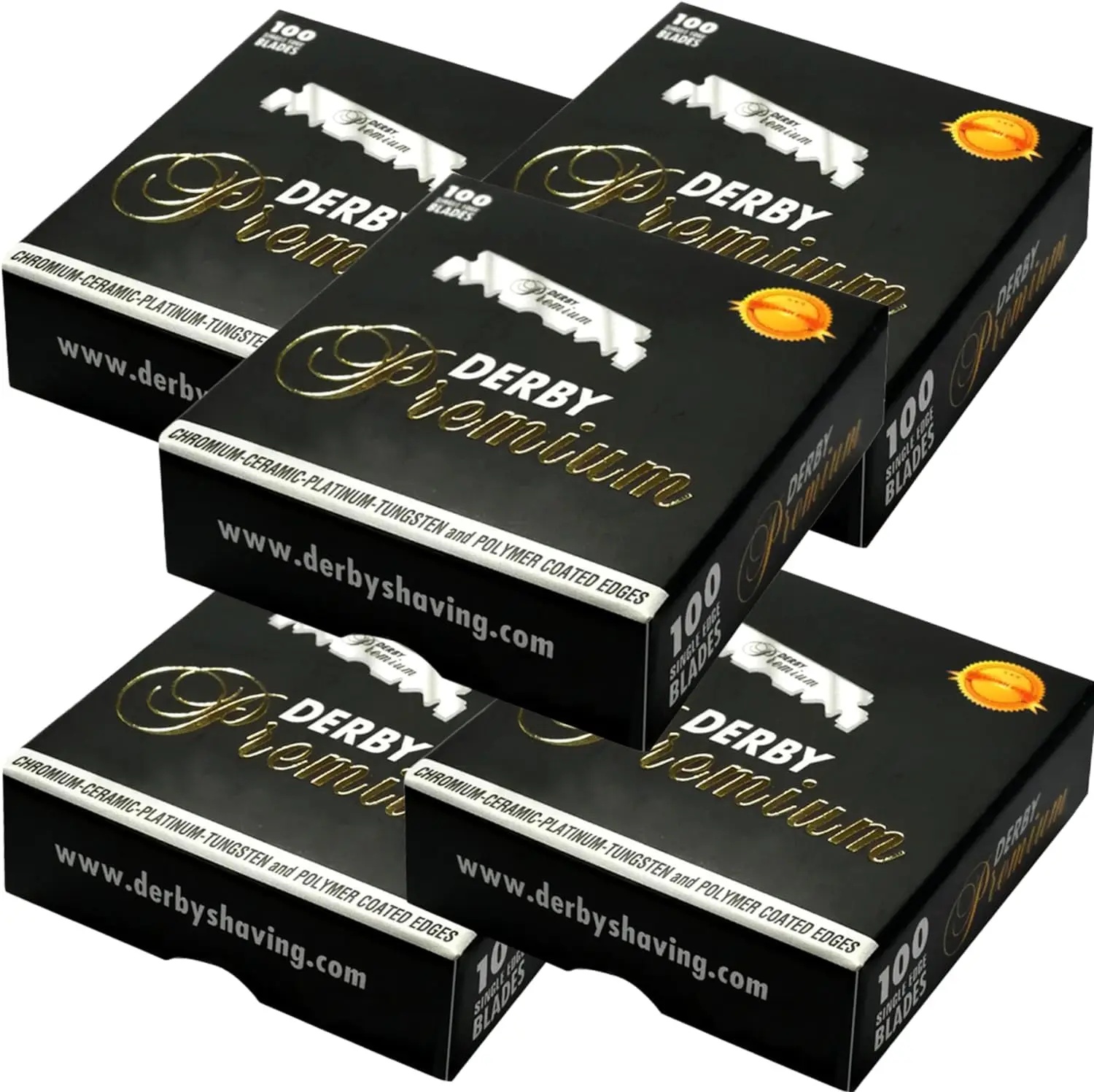 Derby Premium Single Edge Razor Blades - Chromium-Ceramic-Platinum-Tungsten Coated, 500-Count Multipack for Traditional Straight Razors, Long-Lasting Smooth Shave, Youth-Focused Grooming, Replacement Blades
