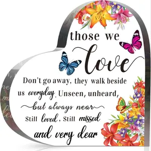 Heart Shaped Acrylic Photo Plaque Memorial Gift, Sympathy Bereavement Gift, Sympathy Condolence Grieving Keepsake for Mom Dad Grandma Friend Remembrance Decor, Signs