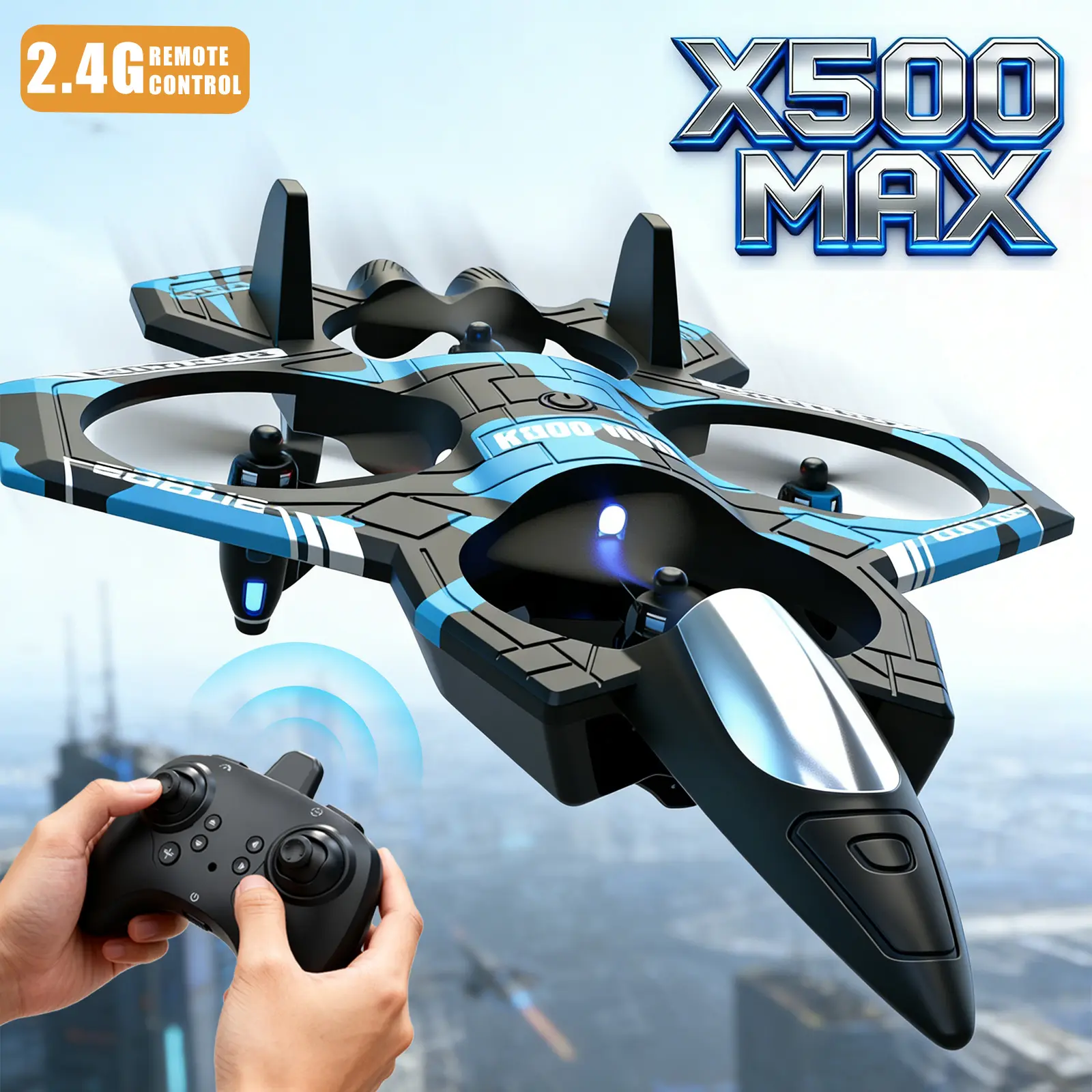 High-Speed Remote Control Fighter Jet Drone, Remote Control Flying Fighter Jet Toy, Outdoor Flying, One-Key Start/Landing, Surround Flight, Christmas/New Year/Birthday Gift for Flying Toy Enthusiasts