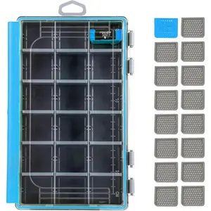 RUNCL Fishing Tackle Box - 360 °   Waterproof Tackle Trays, 3600 Fishing Tackle Box Organizer with Adjustable Dividers for Jigs Lures, Blue, 1 Pack