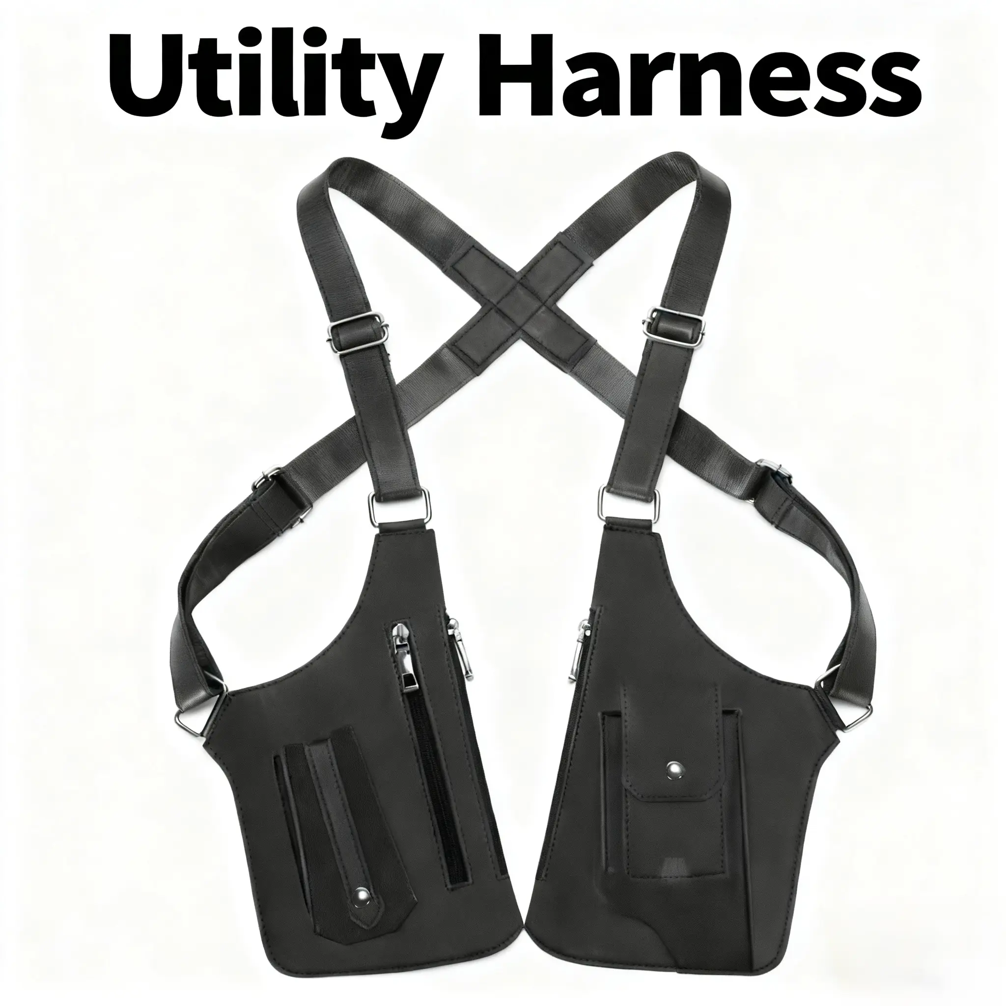 Tactical Chest Rig with Leather Leg Holster, Unisex Lightweight Utility Harness for Adults, Water Repellent Crossbody Sling Bag for Outdoor Hiking