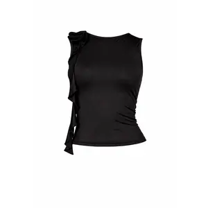 Zoe Top - Sleeveless Slim-Fitting Summer Top with Sculptural Ruffle Detail & Soft Stretch Fabric for Comfortable Fit