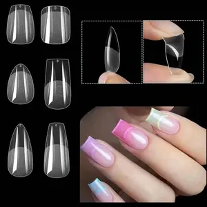 550pcs boxed nail art patches transparent semi-frosted ultra-thin crystal extension nails French almond coffin stiletto square full-stick traceless free-carving thin false nails DIY nail art supplies nail salon special tools Nail Tips