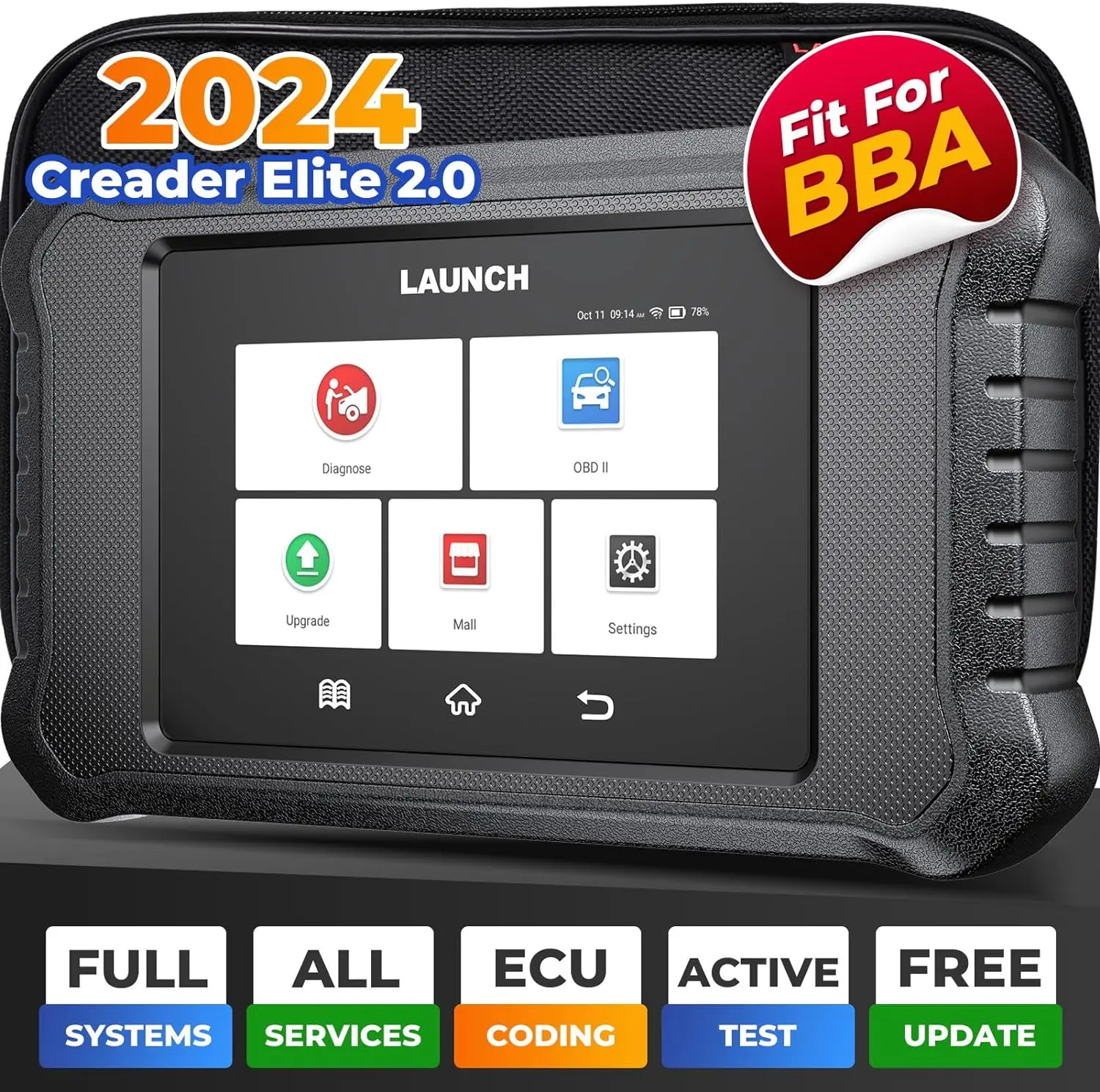 LAUNCH Creader Elite 2.0 BBA OBD2 Scanner for Benz/BMW/Audi Series, Full System Bidirectional Diagnostic Scan Tool, ECU Coding, All Services, Full OBD2 Tests Code Reader, AutoVIN, Lifetime Free Update