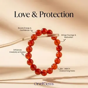 Red Carnelian Crystal Bracelets Round Beads Stones Healing Stretch Bracelets Energy Handmade Crystal Bracelet for Women Men