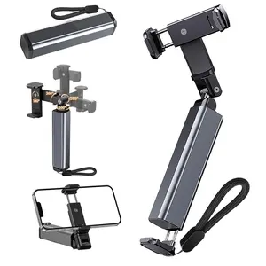 Portable Aluminum Alloy Phone Holder, Mobile Phone Lazy Stand Folding 360-Degree Rotating Desktop Stand for Airplane