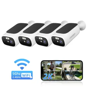 2K Solar Camera Outdoor Wireless, 5/2.4Ghz WiFi Cameras for Home Security, AI Motion Detection, Color Night Vision, SD Card/Cloud Storage, Waterproof, Work with Alexa/Google Home Lights Monitor Wireless Solar Panel Security Cameras Audio cameras for home