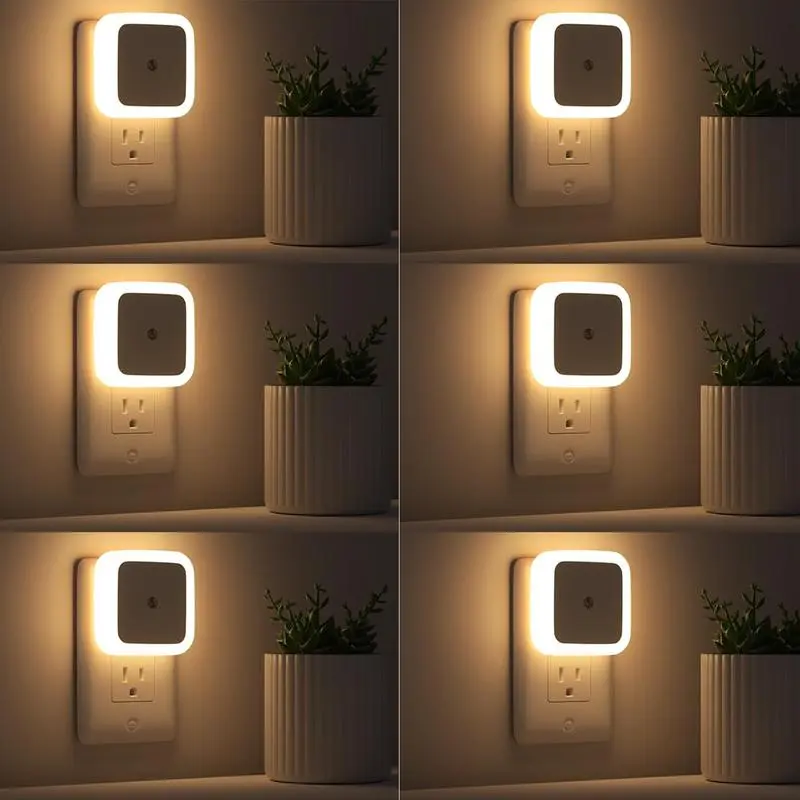 6-Pieces Plug-in LED Night Lights Pack, Dusk-to-Dawn Sensor, Warm White Wall Outlet Lights for Bedroom, Bathroom, Halloween Gift, Electronics Universal Accessory, Led Lights, Plug-In Pack