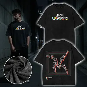 Leaper Arc Raiders Shooter Video Game Double-side Graphic T-Shirt Hoodies Washed Cyberpunk Tank Top Unisex Cotton Top Sweatshirt Menswear Crewneck Tee