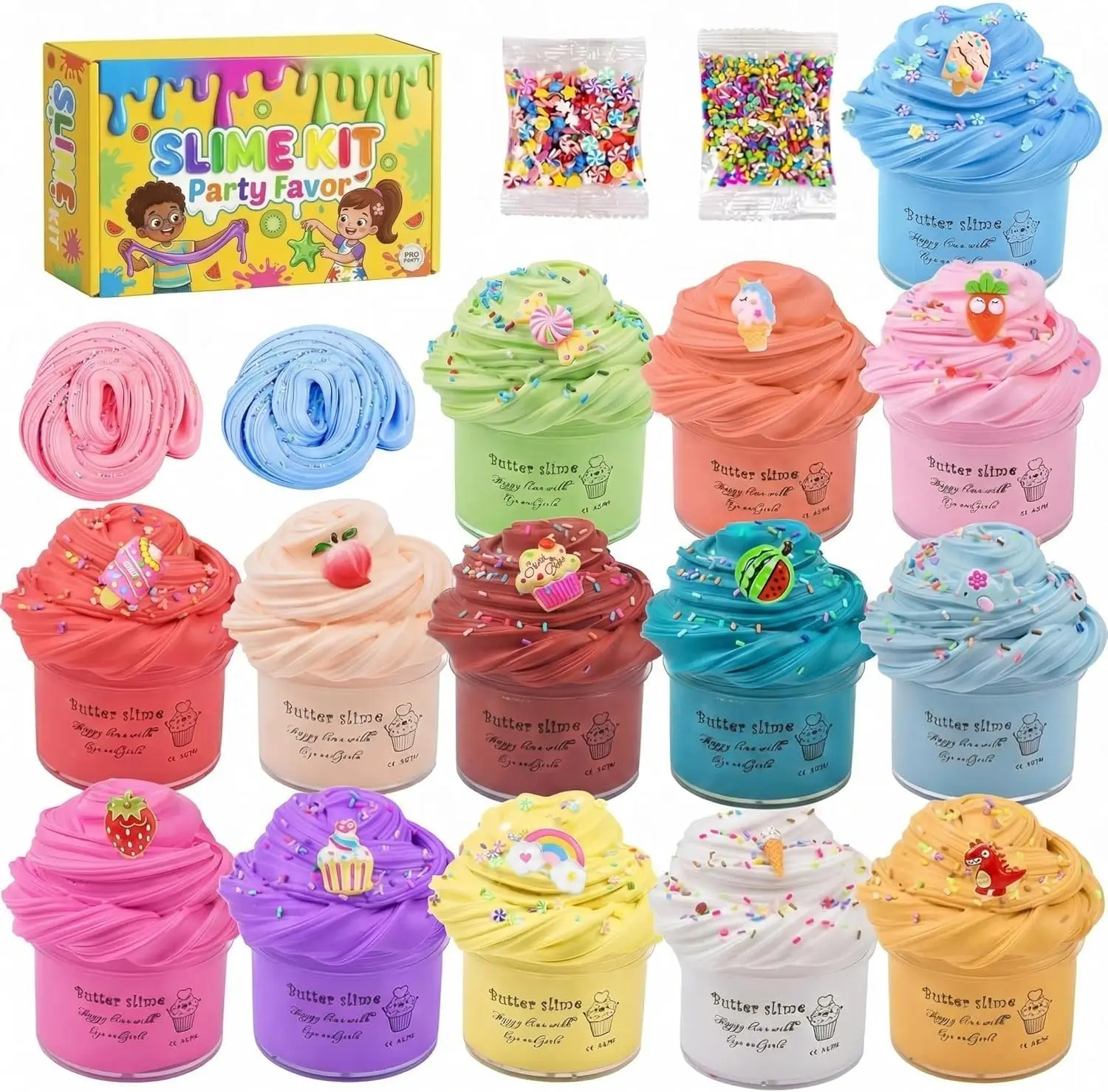 Halloween Fall Gift 14 Pack Mini Butter Slime Kit for Kids, Soft Non-Sticky DIY Slime Toys, Sensory Stress Relief Toy, Birthday Party Favors