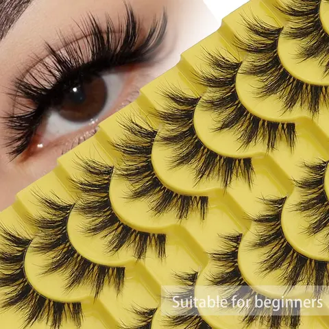 3D Natural Look Voluminous False Eyelashes, 10 Pairs Wispy Faux Cluster Lashes for Women and Girls Eye Makeup Enhancement