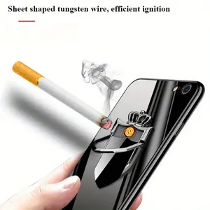 USB Phone Holder Buckle Rechargeable Lighter, Multifunctional Mobile Phone Holder Lighter, Windproof Personality Creative Cigarette Lighter, Special Valentine'S Day gift for Men And Women, Without Battery