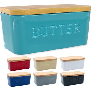 Large Butter Dish with Lid for Countertop, Ceramic Butter Container With Airtight Cover, Butter Keeper for Counter or Fridge, Butter Holder Storage, Turquoise
