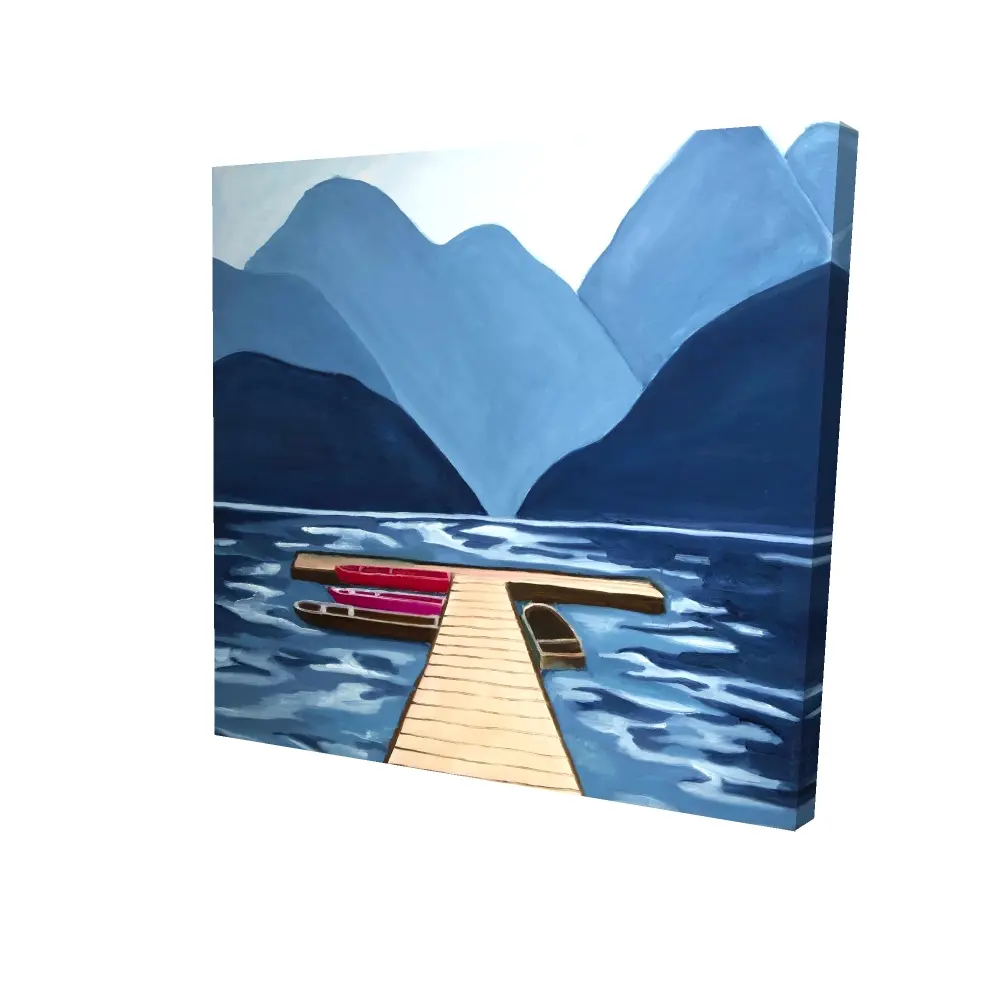Begin Home Decor 2080-2424-LA140 24 x 24 in. Marine Bedroom Blue Canvas - Lake Quai Mountains Decor