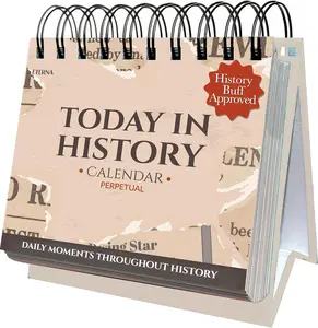 Today in History Perpetual Calendar | Daily World History Facts Desktop Calendar, This Day In Amazing History Trivia Facts & Achievements | History Buff Gift Page A Day Box Calendar with Historical Info For Every Day of The Year Funny Monthly