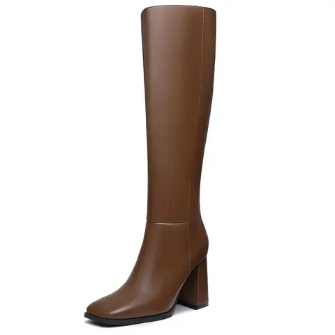 Athlefit Women's Knee High Boots Fashion Chunky Heel Square Toe Tall Boots Side Zipper Long Boots,outdoorfun