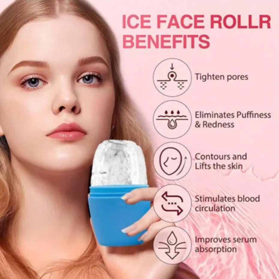 Ice Facial Roller and Massager - Daily Skincare Treatment for Comfort and Skin Lift, Tighten Pores, and Improves Serum Absorption