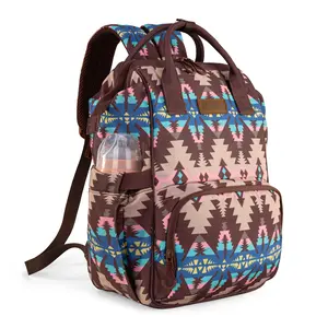 Wrangler Callie Diaper Bag Backpack with Stroller Straps Southwestern Multifunction Baby Travel Bag LIghtweight High Capacity