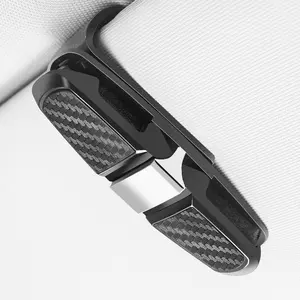 Mini Car Sun Visor Glasses Holder Multifunctional Double-end Rotatable Clip for Men Women Universal Interior Accessory with Carbon Fiber Design
