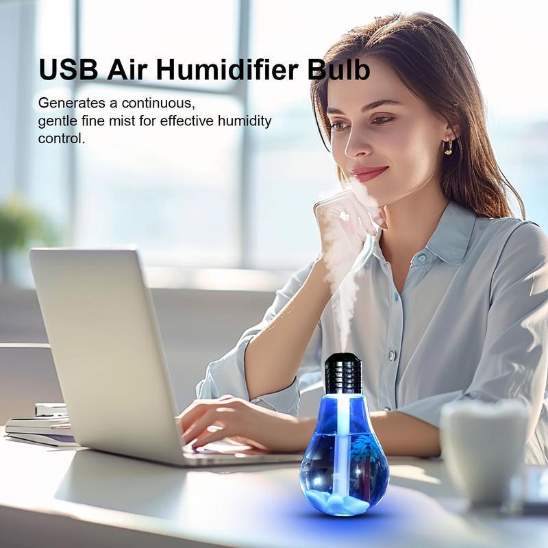 Automatic color-changing light bulb humidifier: 400ml aroma diffuser with decorative PET inner liner, 6-hour silent spray function, essential oil diffuser, suitable for home, office, yoga, and other occasions.