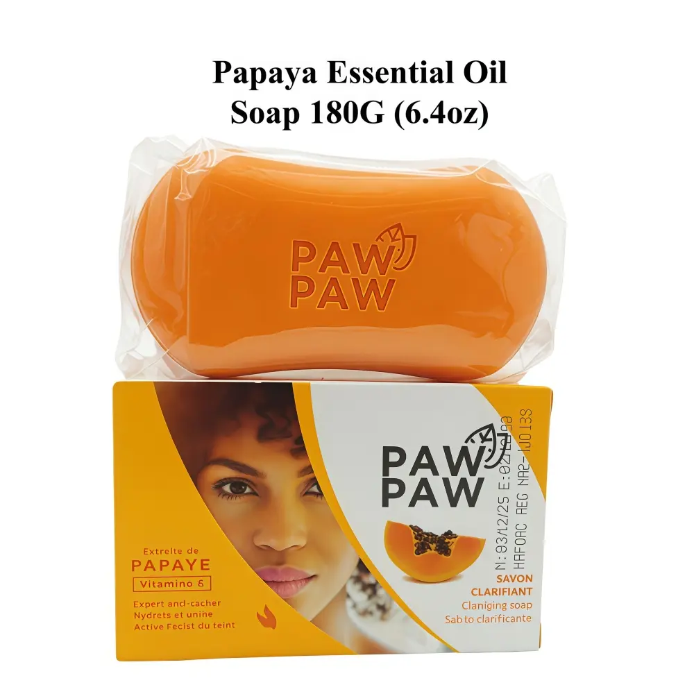 Paw Paw Papaya Essential Oil Soap 180G (6.4oz), Ultra Moisturizing Face & Body Wash Bar, Gentle Cleansing for Sensitive Skin, Natural Fruit Extract Soap, Large Value Pack Size, Thoughtful Gift for Family, Daily