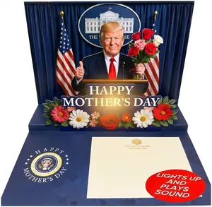 Donald Trump Talking Pop Up Mothers Day Card with Lights & Sound - Plays Trump's Real Voice, Funny 3D Presidential Podium Card - Novelty Mothers Day Gifts for Mom from Son, Daughter, or Dad