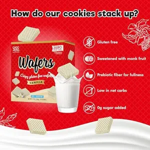 ChocZero Vanilla Wafer Cookies, Crispy Cookies Layered With Vanilla Creme, Gluten Free, No Added Sugar, 16 Keto Wafer Cookies Per Box, 8 Ounce (Pack of 1)