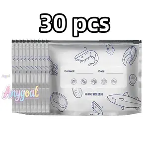 Anygoal 30 pcs【10s+10m+10l】Thick Reusable Aluminum Foil Food Storage Bags - Heavy-Duty, Leakproof Zipper Pouches, Airtight, Tear-Resistant, Resealable Kitchen Organiser Containers with Insulation for Camping, Outdoor Meat hair dryer brush rodent repellent