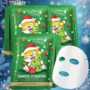SADOER 10pcs/Christmas Seaweed Mask, Contains Collagen Mask, Deep Hydration And Moisturizing, Nourishes The Beige, Unisex, Suitable for All Beige Types, Christmas Gift, Holiday, Back-to-School Season Beige Care Gift, Light Beige Nourishment
