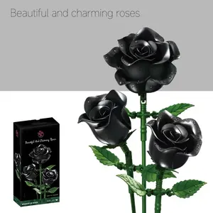 Rose Flower Building Set - 3 Piece, Compatible with Adult Lego Bouquets, Artificial Rose Bouquet, Valentine's Day Gift, Christmas Gift, Home Decor