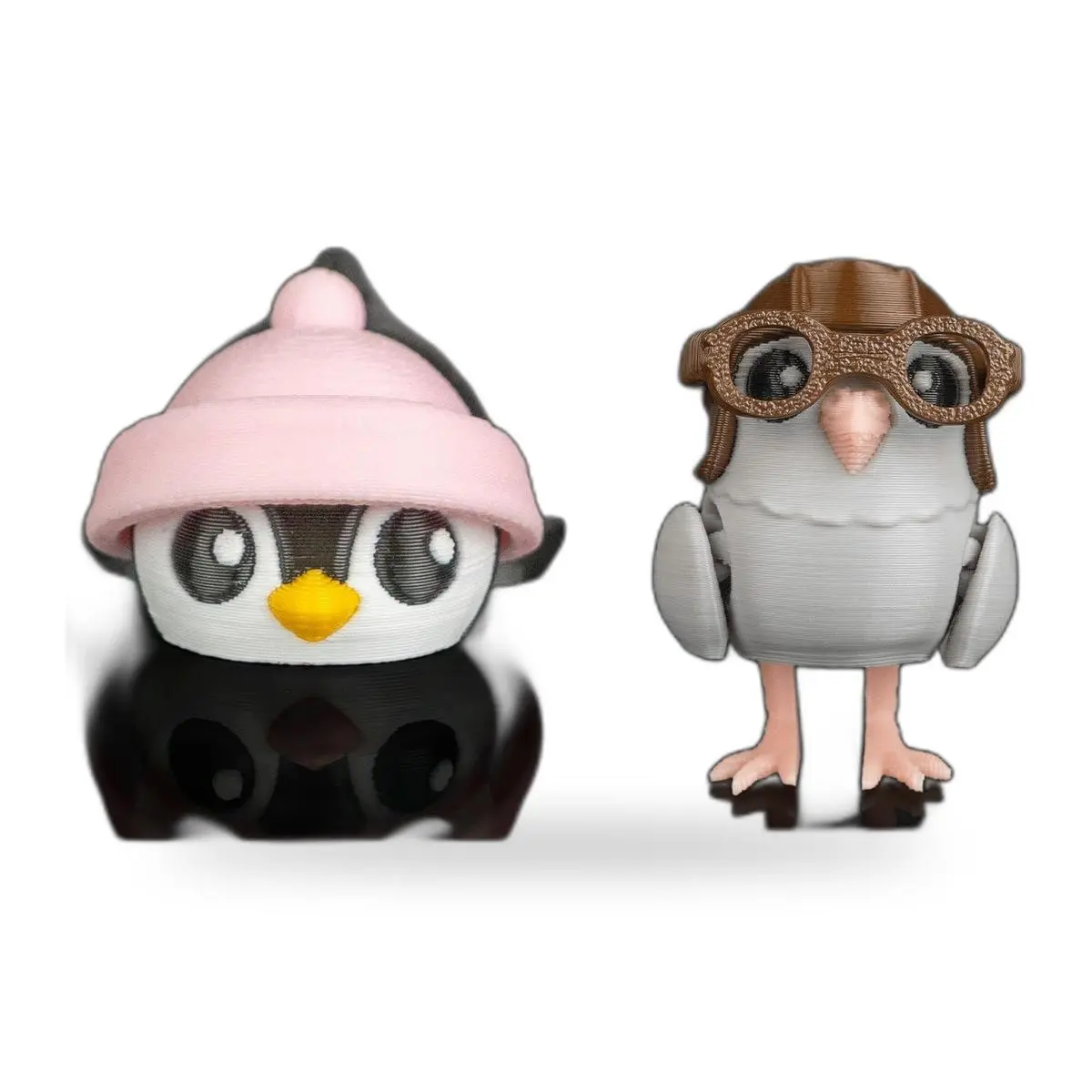 Penguin and Pigeon Figurine Set of 2 - Cute Bird Desk Decor for Office and Bookshelf