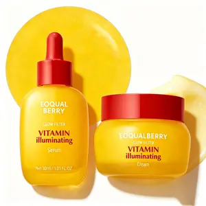 EQQUALBERRY Vitamin Illuminating Duo -BrighteningSkincare Ritual with Vitamin C,Niacinamide & TXA I TargetsDark Spots &Uneven Tone I Hydration + CeramideBarrierCarel Serum 30ml + Cream 50ml