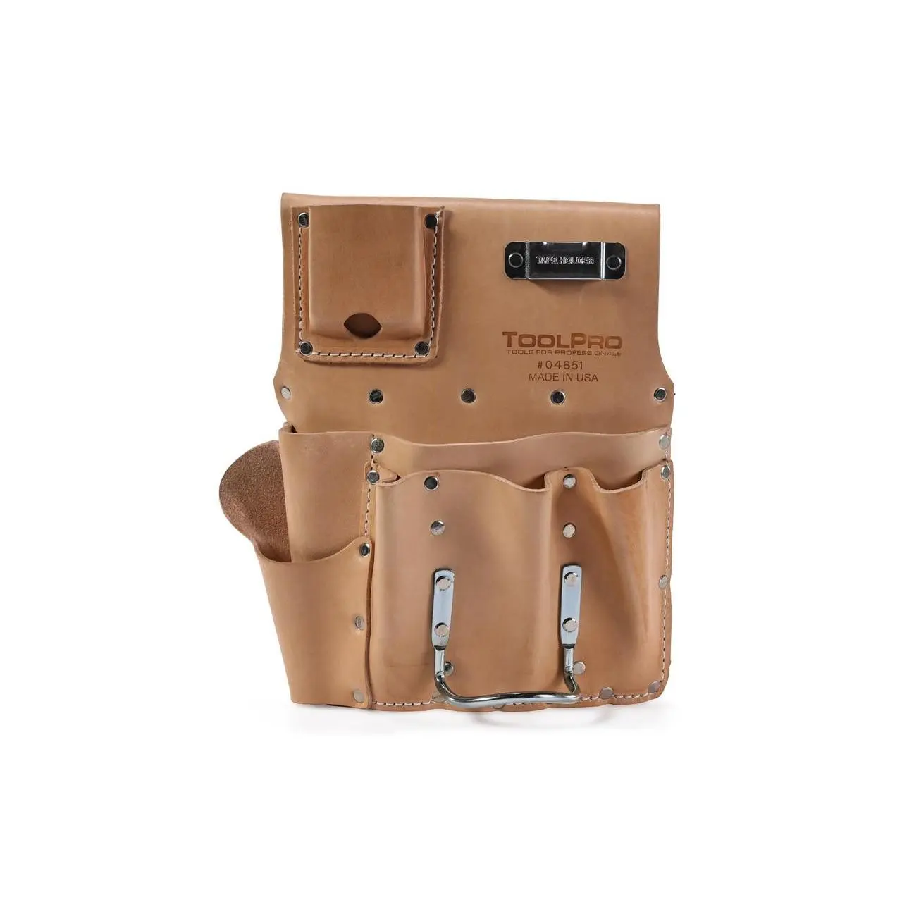 TOOLPRO Heavy-Duty Tool Bag Organizer - 8 Convenient Tool Pockets, Top Grain Leather Drywall Holder, Right-Handed Hip-Mounted Design with Hammer Slot for Professionals, Drywall Tool Bag