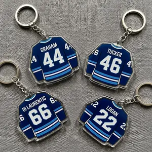 Custom Hockey Jersey Keychain, Double-Sided Acrylic Bag Charm