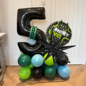 23pcs 32 Inch Number Balloons Set 0-9, Gaming Theme Balloons for Boy's Birthday Party Decor, Aluminum Foil Balloons, DIY Shapeable