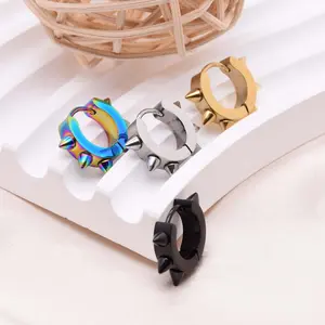 Retro fashion niche creative pointed rivet earrings personality hip-hop punk unisex accessories