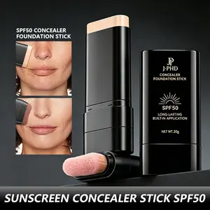 Foundation Stick,2 in 1 Dual-Ended Long-Lasting & Waterproof Concealer Korean Foundation Contour Sticks,Contouring Foundation with Brush,Full Coverage Matte Finish for Face Makeup