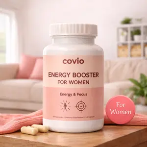 Covio Energy Booster for Women - 60 Capsules with B Vitamins Caffeine for Energy Focus and Stress Reduction