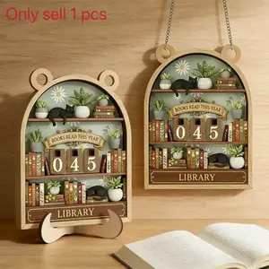 Cat Reading Tracker Set, Motivational Book Count Tracker for Desk, Charming Home Decor and Office Accessory, Book Accessories