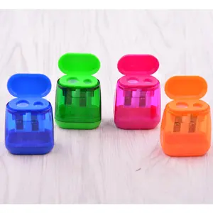 4 Pack Triangle Dual-Hole Pencil Sharpeners, Large Capacity, Durable Plastic Manual Sharpener, Easy Handling, No Battery Needed, Multiple Colors, Triangle Shape
