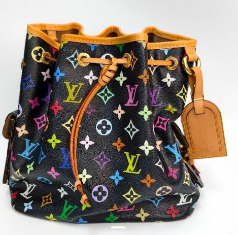 Pre-owned Louis Vuitton canvas Shoulder Bags Monogram Multico lore Petit Noe Bag bucket