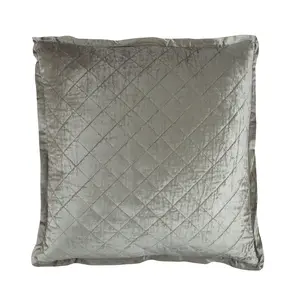Chloe Ice Silver Velvet Diamond Quilted Euro Pillow