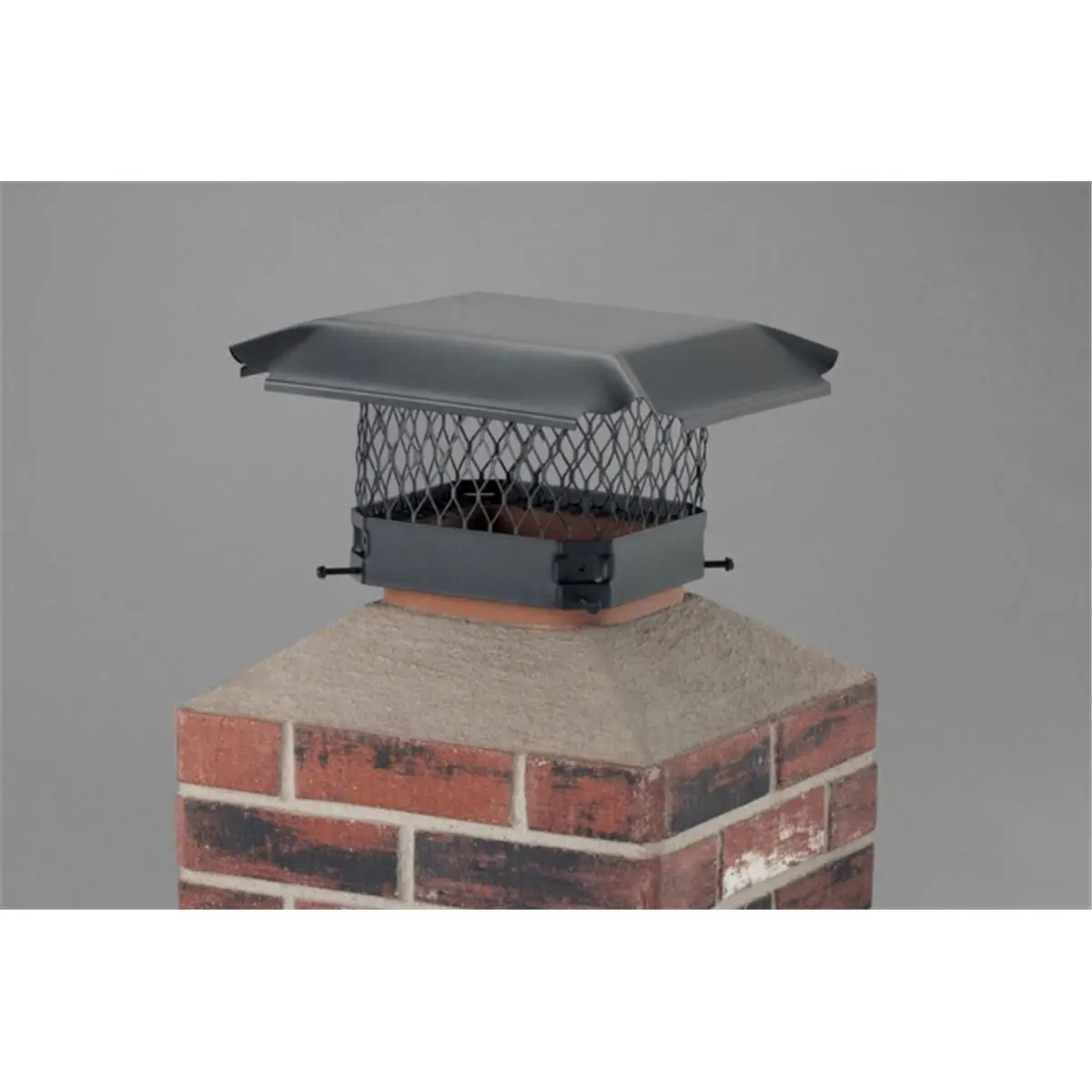 HY-C Draft King Single Flue Chimney Cap - Galvanized Steel Painted, 0.75 in. Mesh, Black Draft Stopper, Heavy-Duty Leg Kit, 1-Piece Outside Mounting, Tile Fitting, Slotted Hex-Head Bolts, Scalloped Hood, 7.5" X 11.5", Wood/Pellet/Metal Stove Compatible, O