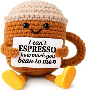 Positive Crochet Coffee Cup Desk Decor, Cute Coffee Lover Gift for Friends, Couples & Coworkers