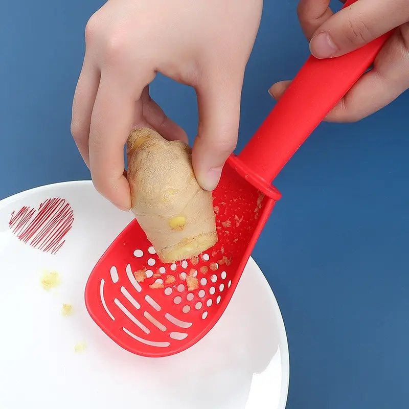 1pc Kitchen Multi-function Grinding Spoon Mashing, Draining Colander and Grinding Ginger and Garlic Spoon - Perfect Kitchen Accessories!