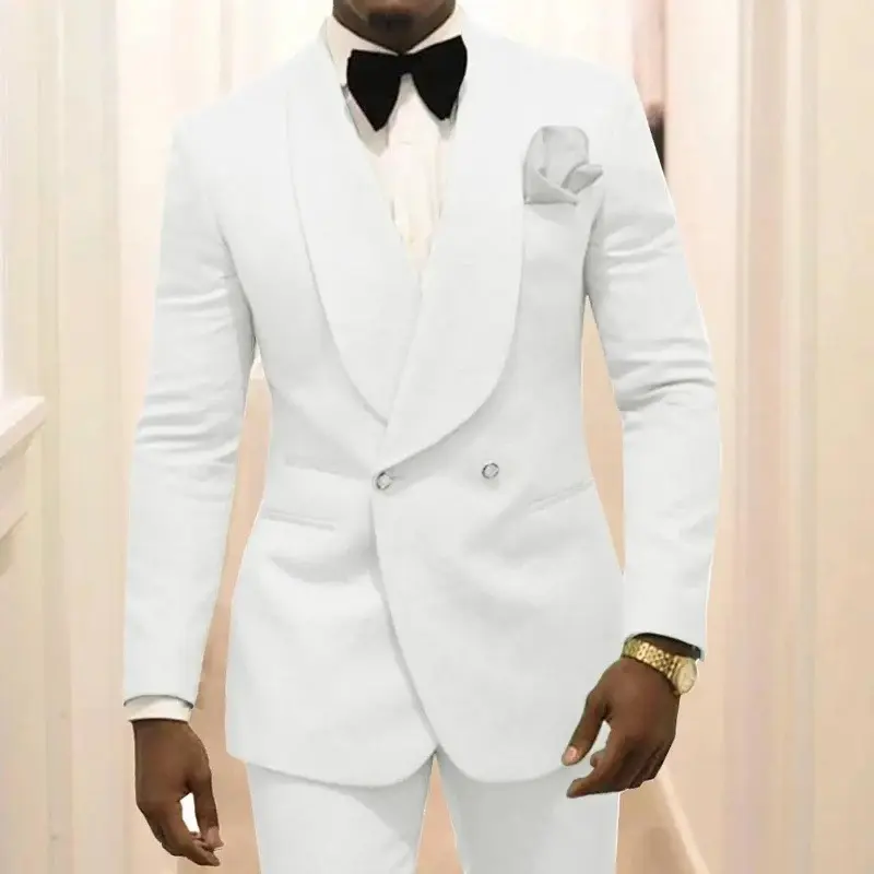 Men's 2-Piece Plain Normal Type Tailored Suit - Collared Neck, Solid Color Elegant Formal Wear for Weddings, Business, Party, Made-to-Order Menswear